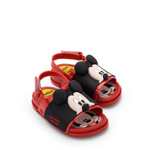 Mini Melissa Beach Slide Sandal + Mickey And Friends Vermelho Preto