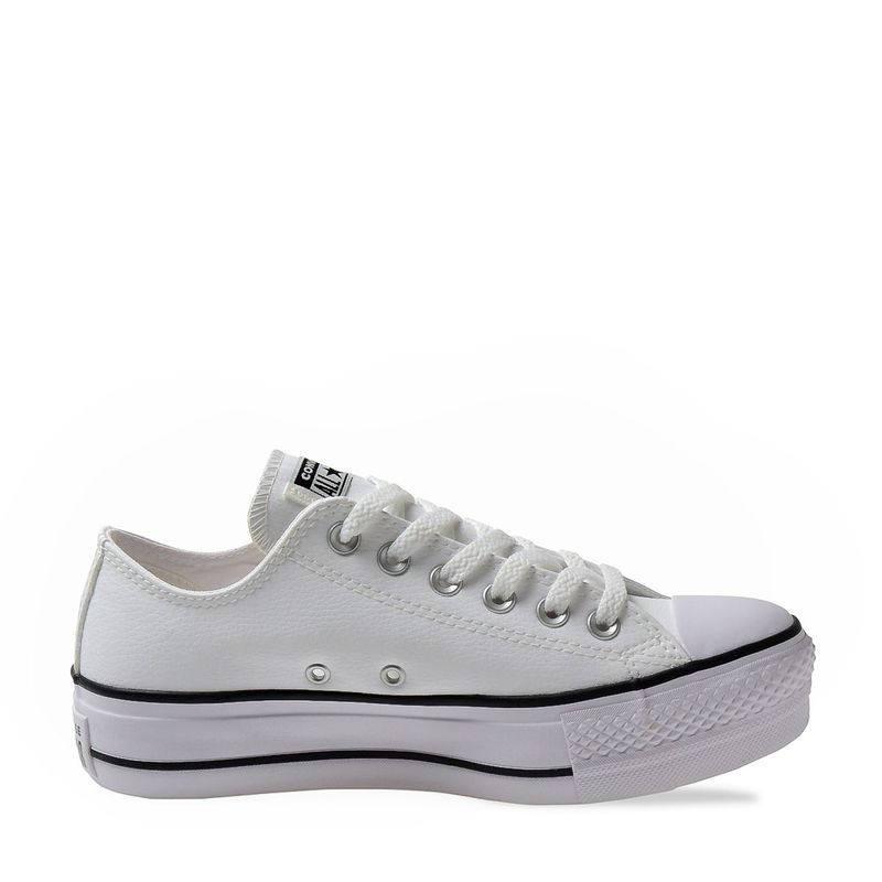 Tênis Converse Chuck Taylor All Star Couro Preto Plataforma Cano Baixo