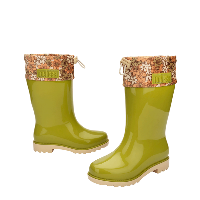Mini Melissa Rain Boot Iii Verde Amarelo 33616VA Menina Shoes
