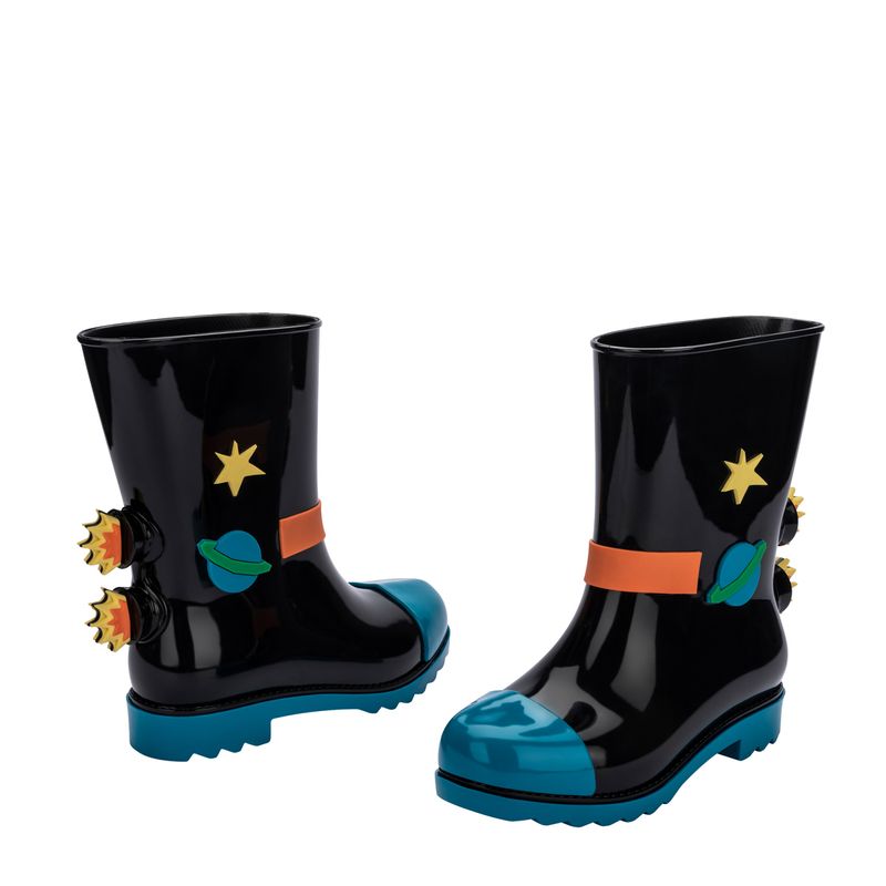 Mini Melissa Rain Boot + Fábula Azul Preto 33677AP Menina Shoes
