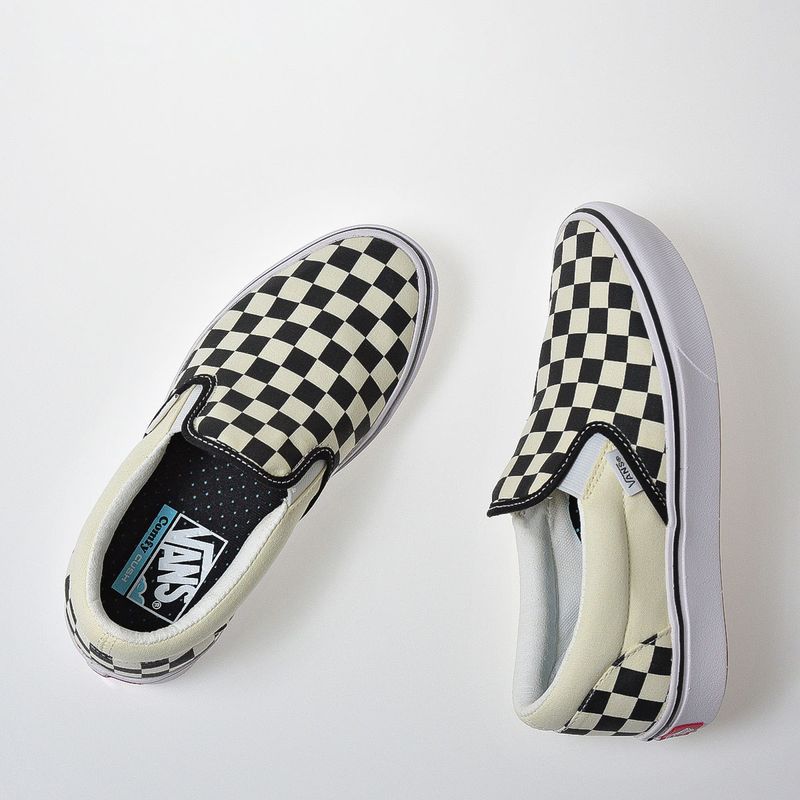 vans slip on gray checkered