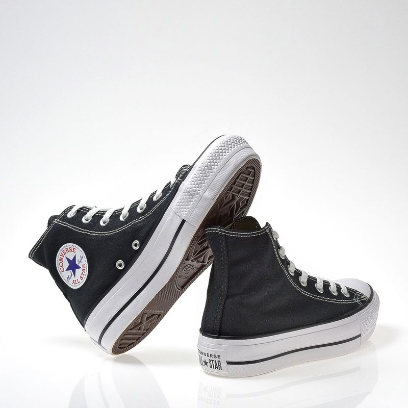 Tenis chuck taylor all star lift plataforma cano alto preto converse ct0494  preto