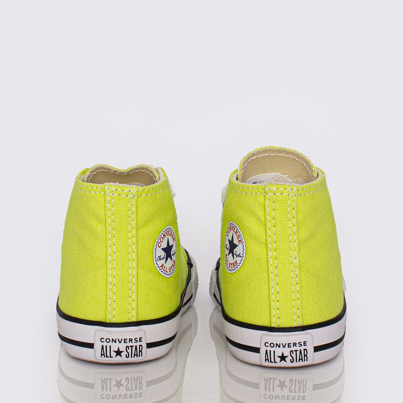 Tenis Converse Chuck Taylor All Star Seasonal Baby Verde Citrico Preto Branco CK04290018 Menina Shoes