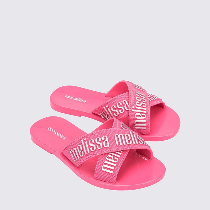 Mini Melissa M-Lover Slide Infantil Rosa Prata 35968 - Menina Shoes