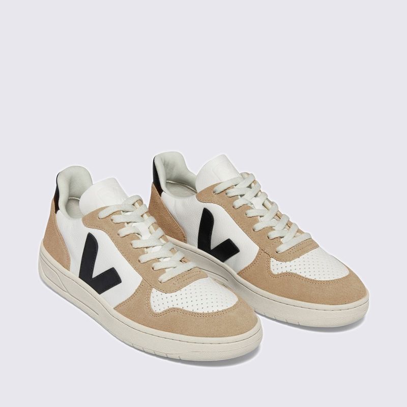 新品未使用品 VEJA V10 LEATHER EXTRA Tênis Veja V-10 Chromefree Leather Extra White Black Sahara VX0503138