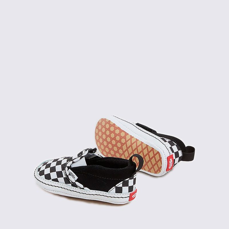 Tênis Vans Baby Slip-On V Crib Checker Black True White