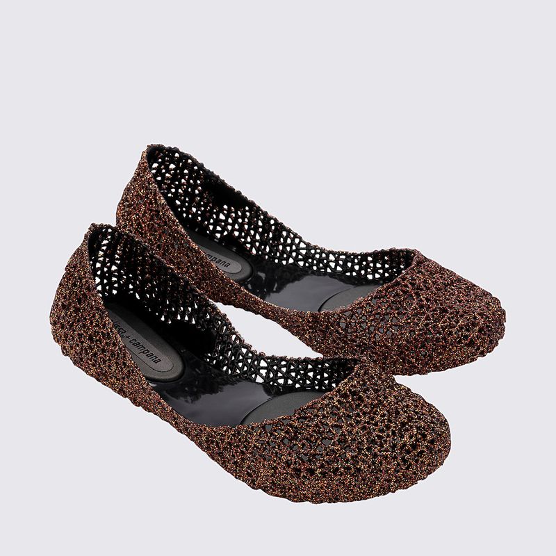 Melissa Campana Papel VII Preto Glitter Bronze 31512 - Menina Shoes