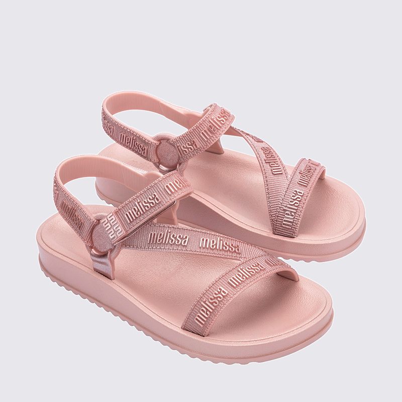 Melissa Stripes M Lover Metallic Rosa Prata - Menina Shoes