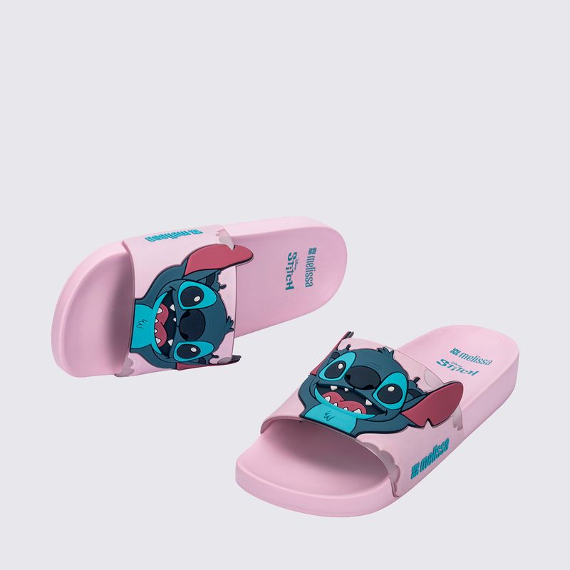 Melissa Flowing Slide + Stitch Rosa Azul - Menina Shoes