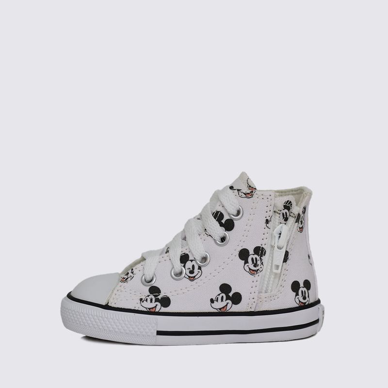 Tênis Converse Chuck Taylor All Star Infantil Zip Mickey Branco Preto  CK13310001