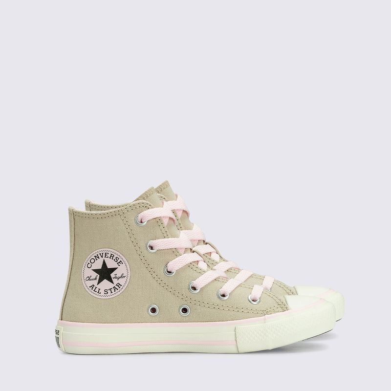 Tênis Converse All Star Chuck Taylor Side Zip Infantil Marfim Rosa