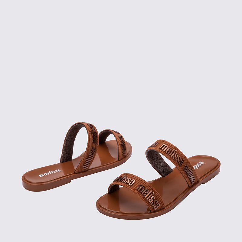 Melissa M Lover Duo Slide Marrom Glitter 38016 - Menina Shoes