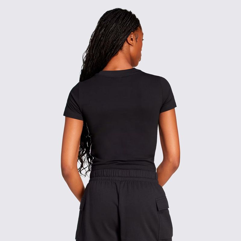 Camiseta Adidas Baby Look Essentials Três Listras Slim Preto